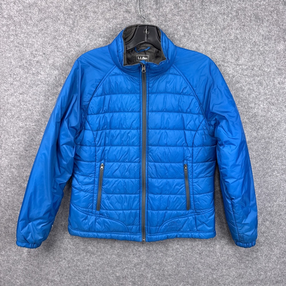 LL Bean Puffer Jacket PrimaLoft Packaway Small Blue Nylon Quilted Insulated